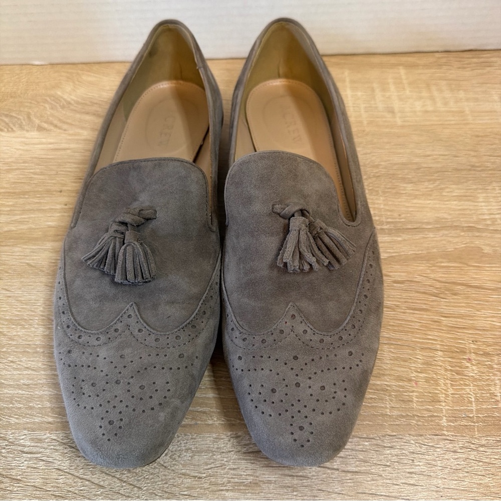 J.Crew Georgie Loafers – Women’s Size 9.5 -Taupe Suede Tassel Wingtip Flats